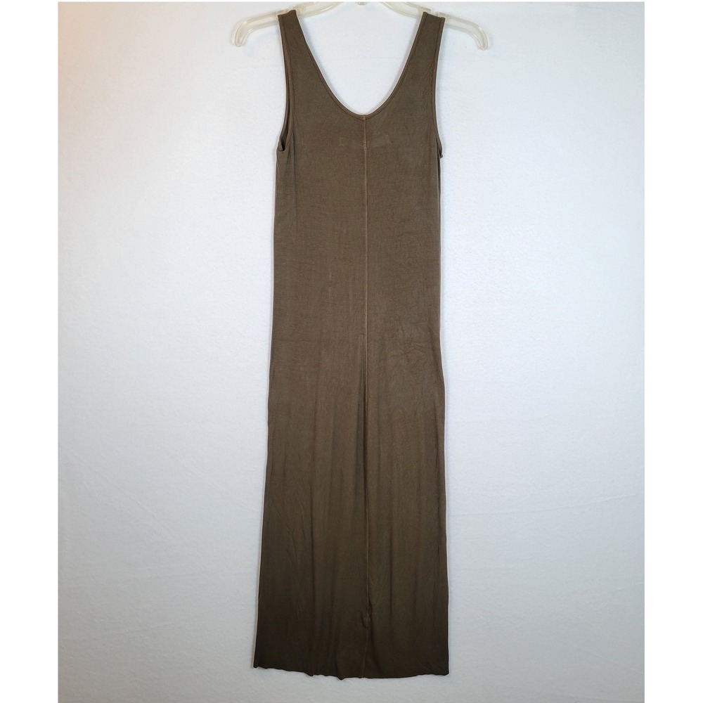 Enza Costa Womens Ribbed Knit Tank Midi Dress Green Viscose Silk Size Medium - Picture 6 of 9